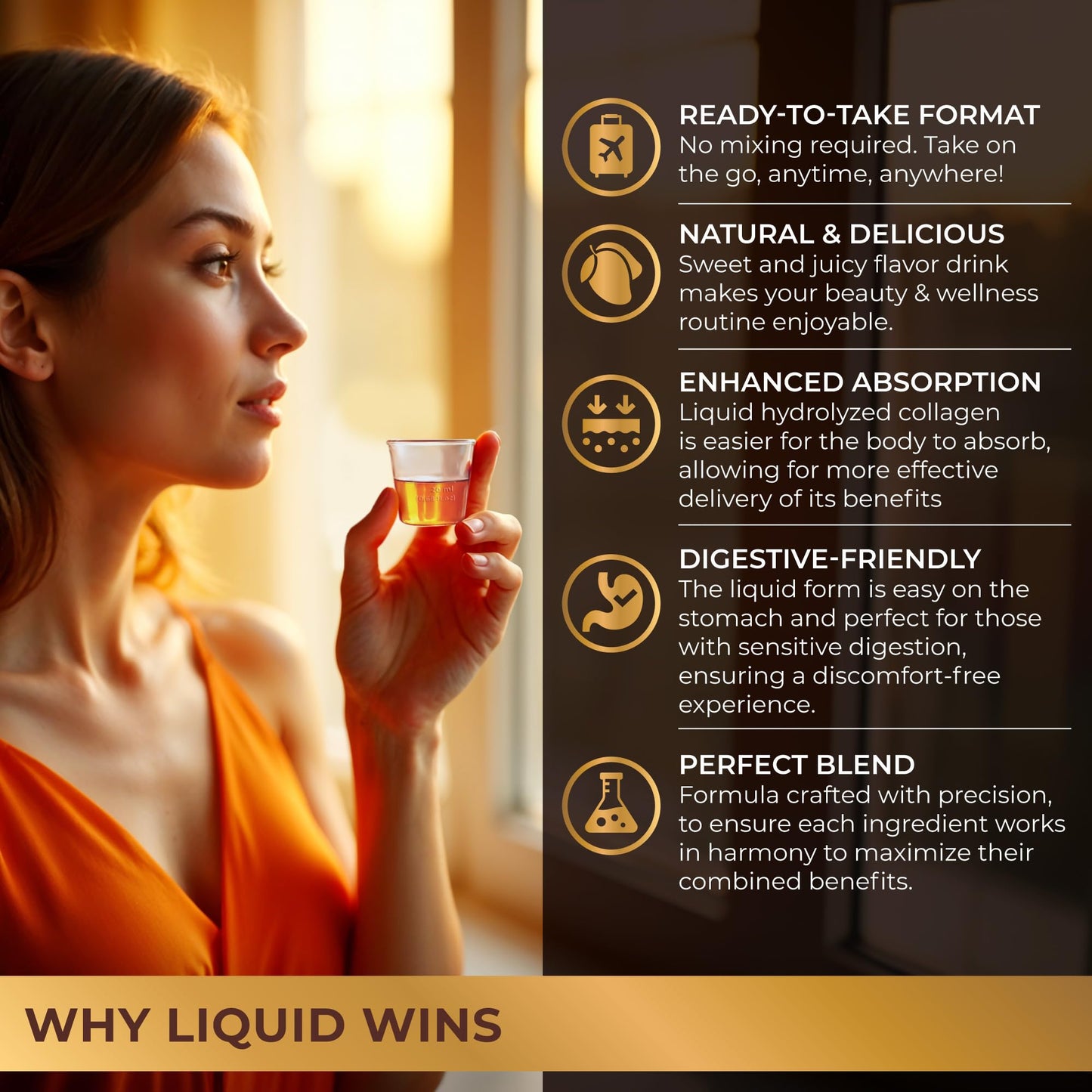Liquid Collagen Peptides with Biotin & Hyaluronic Acid - Biotin 10000mcg, Hydrolyzed Collagen Type 1 and 3, Vitamins B5, B6, C & E - Liquid Collagen for Women and Men, Hair Skin and Nails Supplements