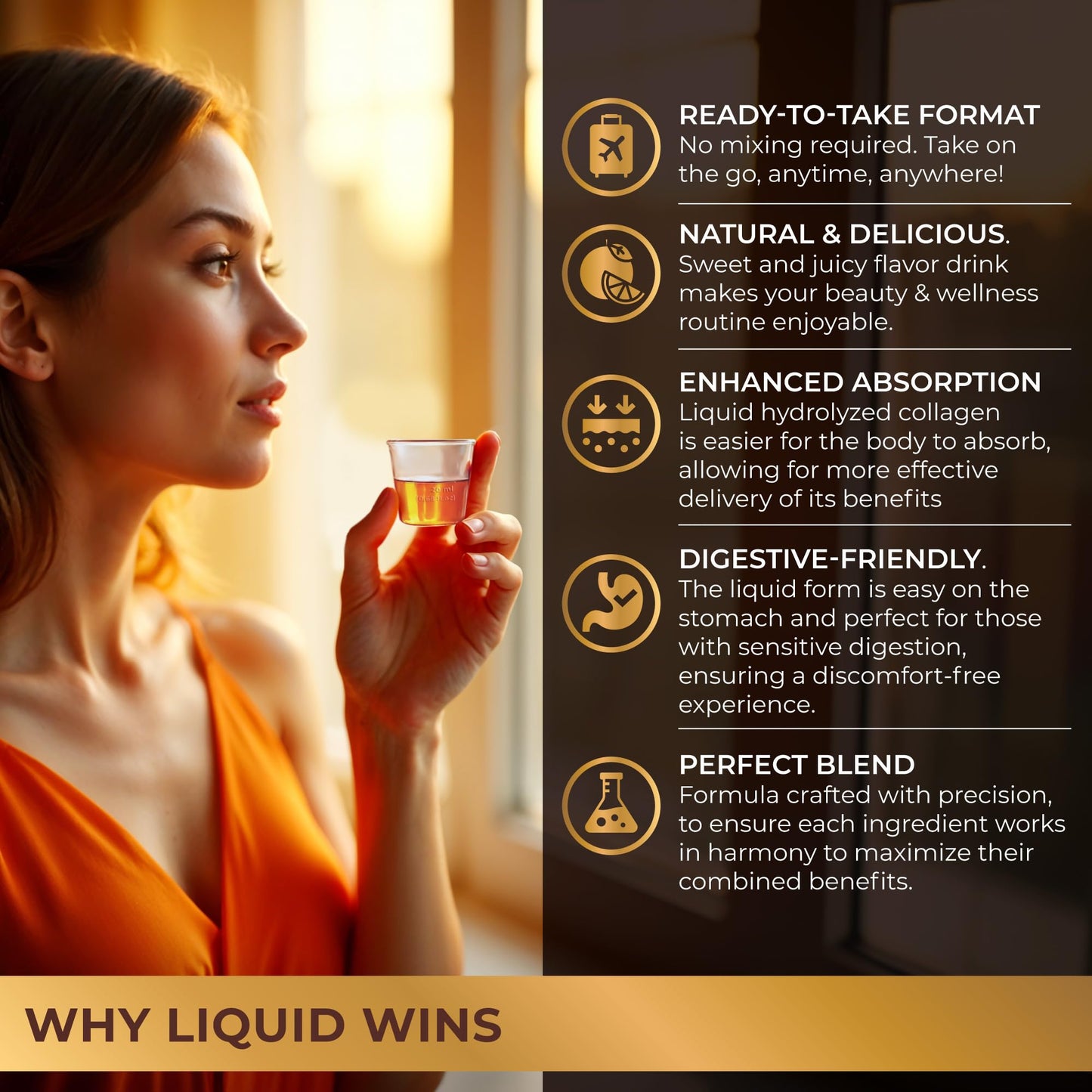 Liquid Collagen Peptides with Biotin & Hyaluronic Acid - Hydrolyzed Bovine Collagen Type 1 and 3, Biotin 10000mcg, Vitamins B5, B6, C & E - Hair Skin and Nails Liquid Collagen for Women & Men