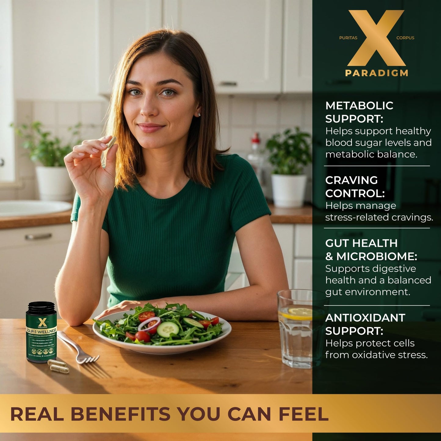 GLP-1 Wellness Capsules for Calm Cravings, Gut Balance & Steady Energy - Synbiotic Formula