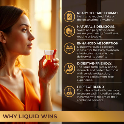 Liquid Collagen Peptides with Biotin & Hyaluronic Acid - Hydrolyzed Bovine Collagen Type 1 and 3, Biotin 10000mcg, Vitamins B5, B6, C & E - Hair Skin and Nails Liquid Collagen for Women & Men