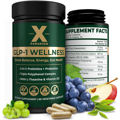 GLP-1 Wellness Capsules for Calm Cravings, Gut Balance & Steady Energy - Synbiotic Formula