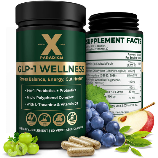 GLP-1 Wellness Capsules for Calm Cravings, Gut Balance & Steady Energy - Synbiotic Formula