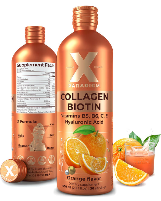 Liquid Collagen Peptides with Biotin & Hyaluronic Acid - Hydrolyzed Bovine Collagen Type 1 and 3, Biotin 10000mcg, Vitamins B5, B6, C & E - Hair Skin and Nails Liquid Collagen for Women & Men